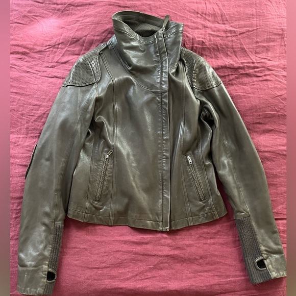 Mackage Dark Brown Leather Jacker Women’s Size L - Picture 2 of 16